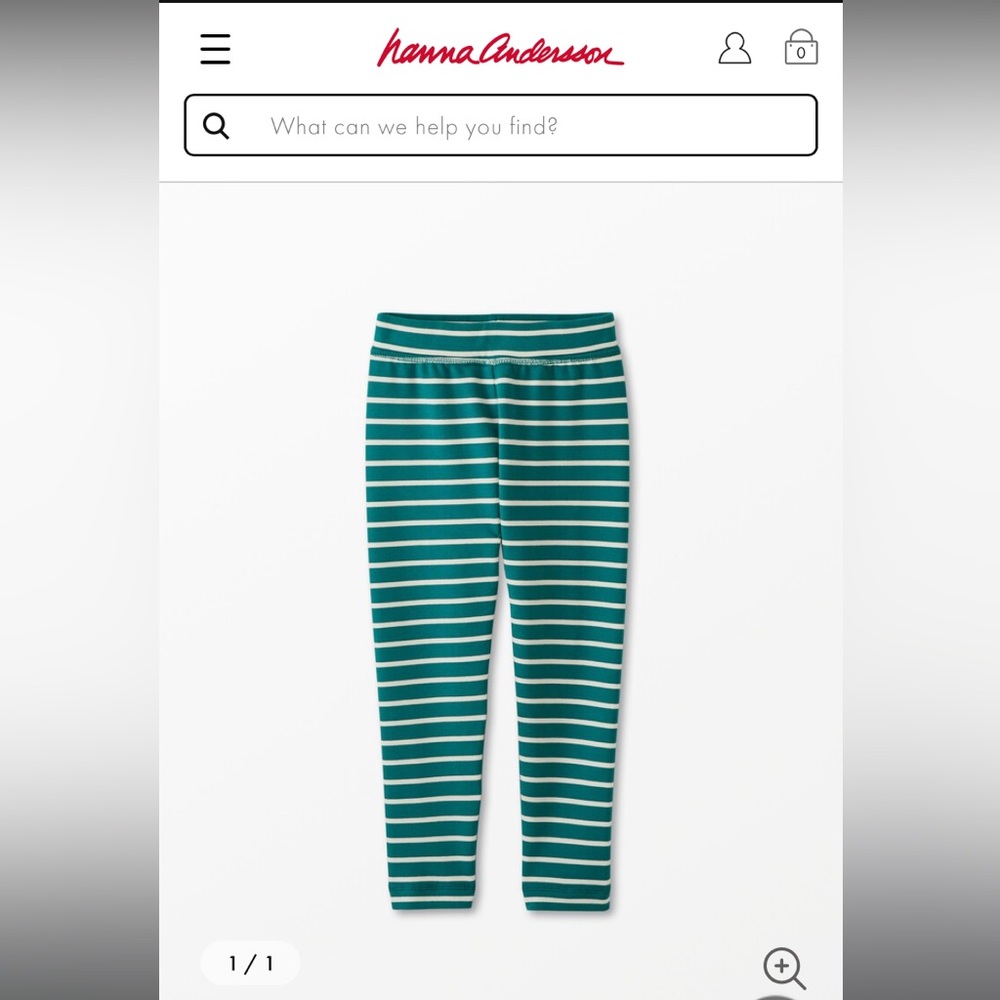 NWT Hanna Andersson striped french terry legging, 5T/110